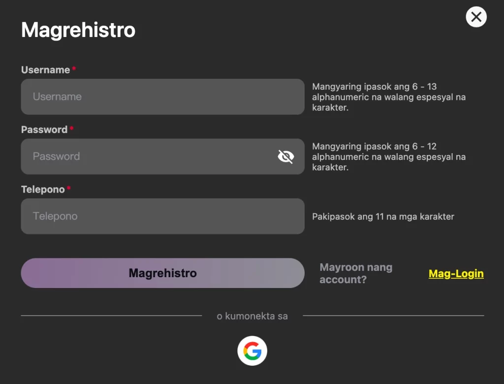 User logging into ABC8 Casino account